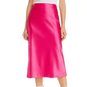 Alice + Olivia Pink Satin Midi Skirt